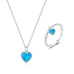 (Bild für) Dunkelblaues Herz-Schmuckset im Pandora-Stil - SET018