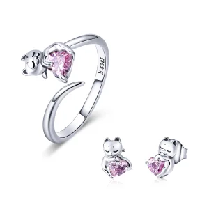 (Bild für) Entzückendes Katzen-Schmuckset im Pandora-Stil - SET002