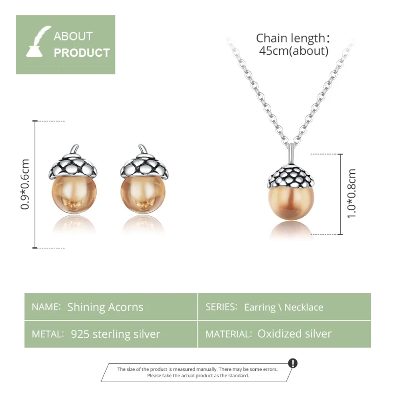 (Bild für) Glänzendes Eicheln-Schmuckset im Pandora-Stil - SET019 - Ansicht 5