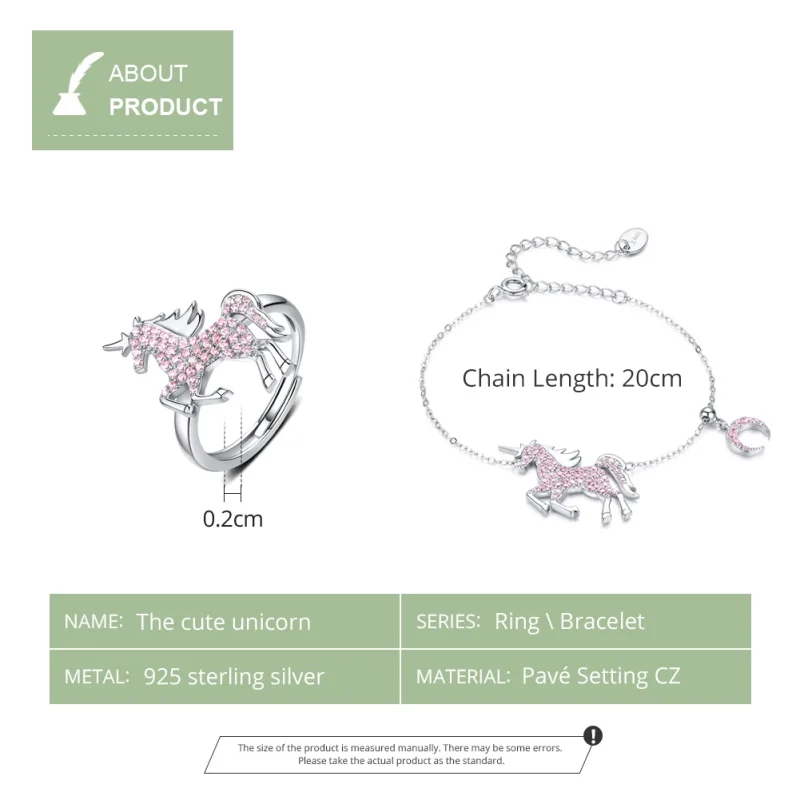 (Bild für) Niedliches Einhorn-Schmuckset im Pandora-Stil - SET009 - Ansicht 4