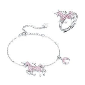 (Bild für) Niedliches Einhorn-Schmuckset im Pandora-Stil - SET009