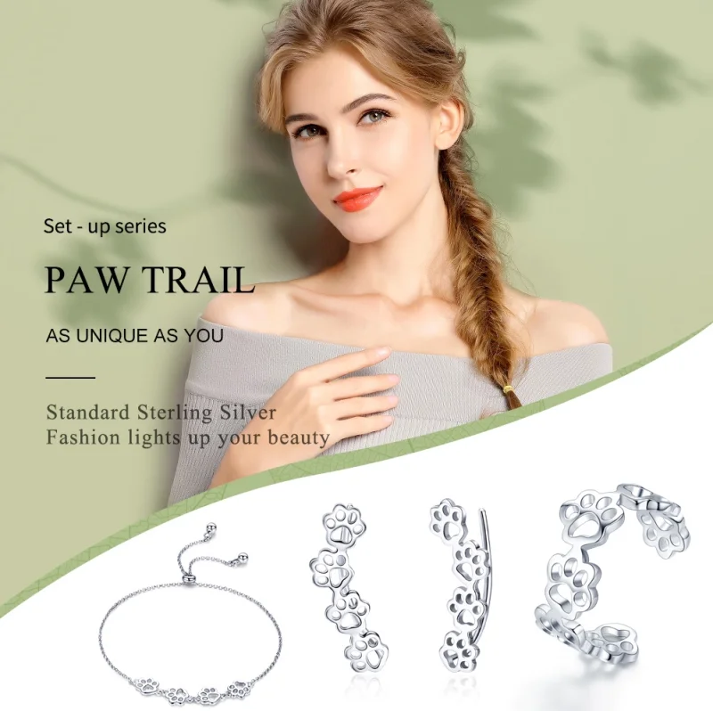 (Bild für) Paw Trail-Schmuckset im Pandora-Stil - SET011 - Ansicht 3