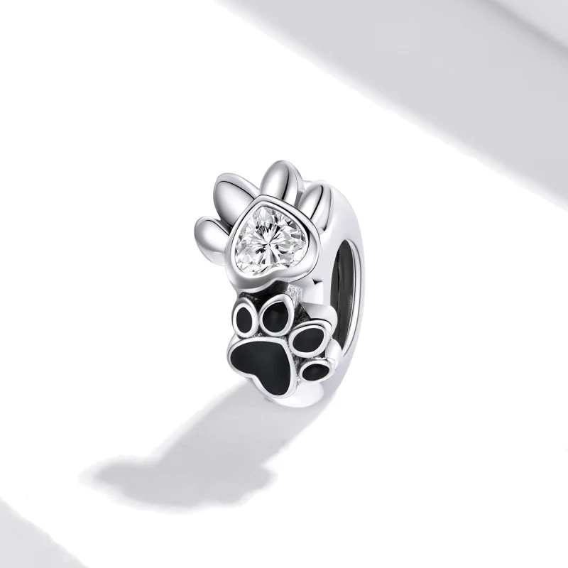 (Bild für) Schöner Spacer-Charm mit Pfotenabdruck im Pandora-Stil aus Silber - SCC1846 - Ansicht 2