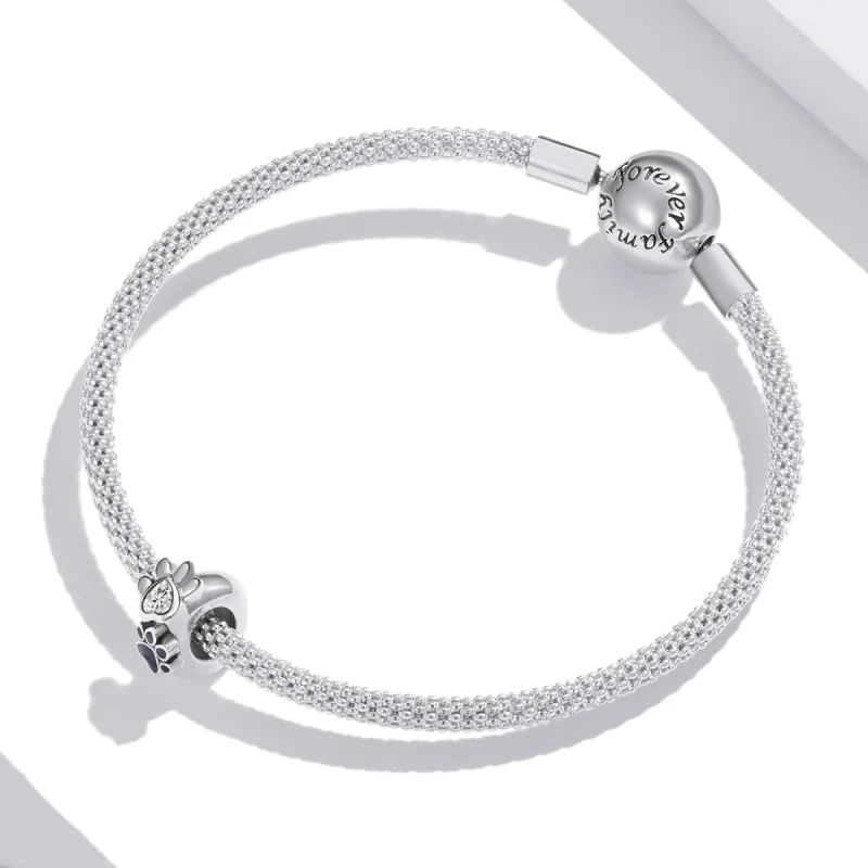 (Bild für) Schöner Spacer-Charm mit Pfotenabdruck im Pandora-Stil aus Silber - SCC1846 - Ansicht 3