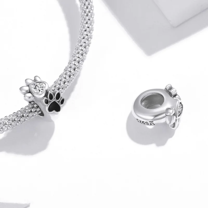 (Bild für) Schöner Spacer-Charm mit Pfotenabdruck im Pandora-Stil aus Silber - SCC1846 - Ansicht 4