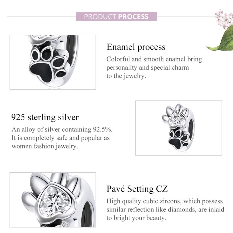 (Bild für) Schöner Spacer-Charm mit Pfotenabdruck im Pandora-Stil aus Silber - SCC1846 - Ansicht 6
