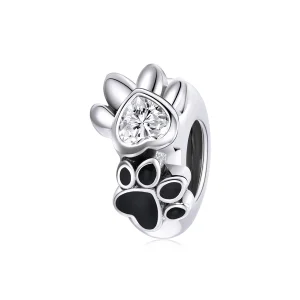 (Bild für) Schöner Spacer-Charm mit Pfotenabdruck im Pandora-Stil aus Silber - SCC1846