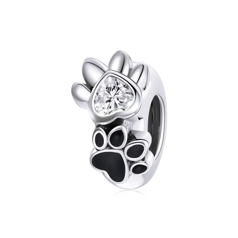 (Bild für) Schöner Spacer-Charm mit Pfotenabdruck im Pandora-Stil aus Silber - SCC1846