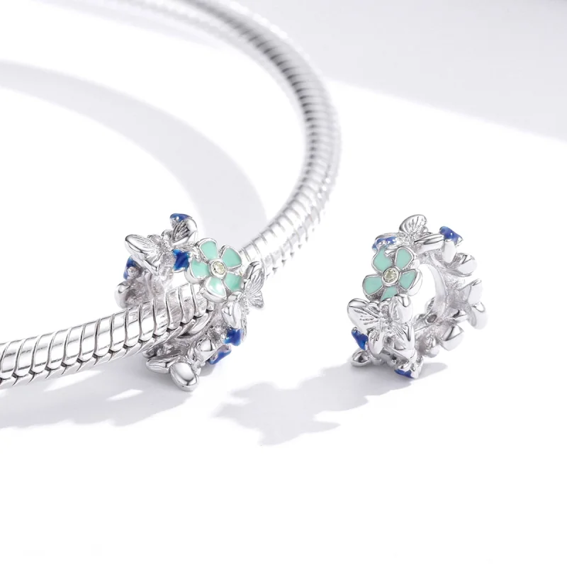 (Bild für) Silberfarbener Spacer-Charm „Bunter Garten“ im Pandora-Stil - BSC288 - Ansicht 4