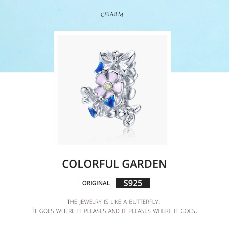 (Bild für) Silberfarbener Spacer-Charm „Bunter Garten“ im Pandora-Stil - BSC288 - Ansicht 6