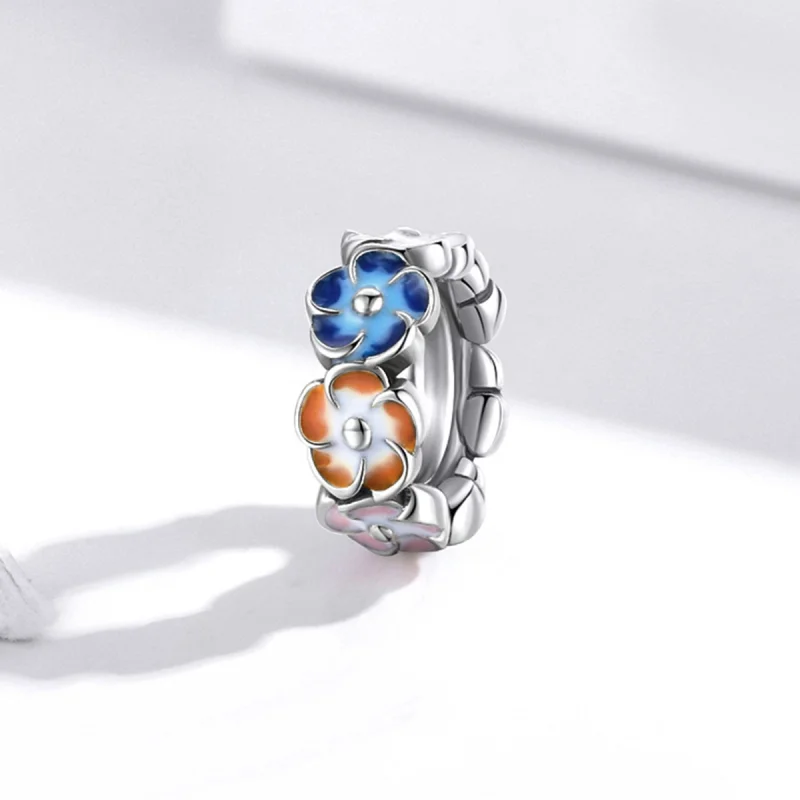 (Bild für) Silberfarbener Spacer-Charm mit bunter Hortensie im Pandora-Stil - SCC1703 - Ansicht 2