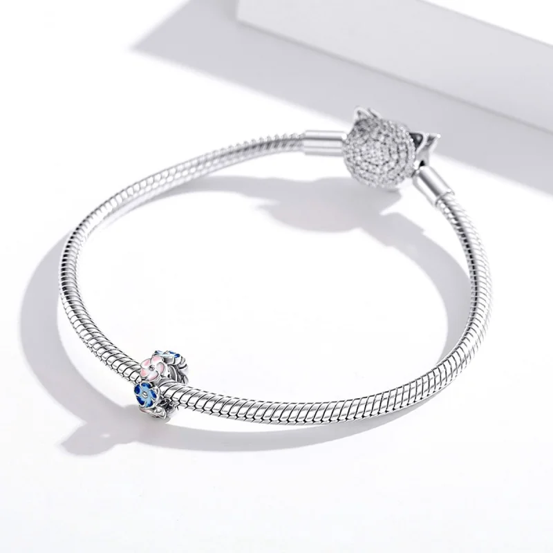 (Bild für) Silberfarbener Spacer-Charm mit bunter Hortensie im Pandora-Stil - SCC1703 - Ansicht 3