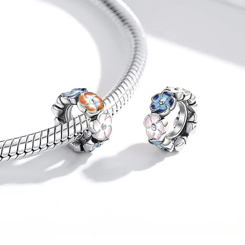 (Bild für) Silberfarbener Spacer-Charm mit bunter Hortensie im Pandora-Stil - SCC1703 - Ansicht 4