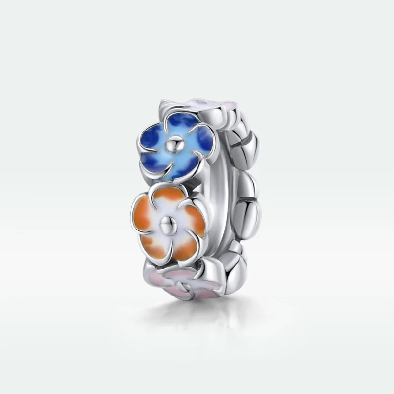 (Bild für) Silberfarbener Spacer-Charm mit bunter Hortensie im Pandora-Stil - SCC1703 - Ansicht 5