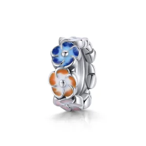 (Bild für) Silberfarbener Spacer-Charm mit bunter Hortensie im Pandora-Stil - SCC1703