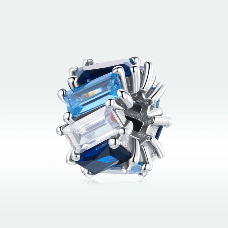 (Bild für) Silberner blauer quadratischer Spacer-Charm im Pandora-Stil - SCC1806 - Ansicht 5