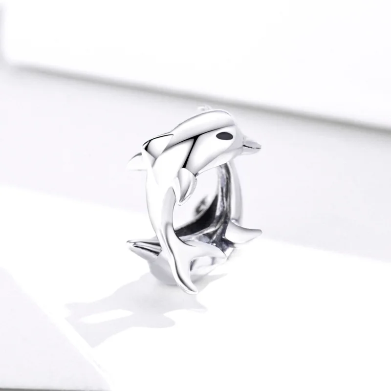 (Bild für) Silberner Delfin-Spacer-Charm im Pandora-Stil - BSC296 - Ansicht 2