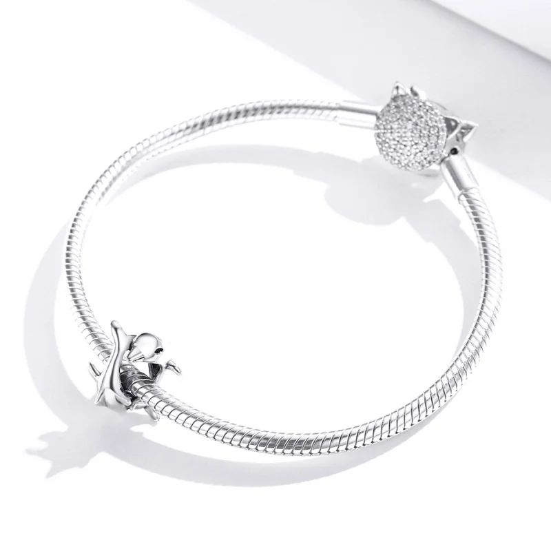 (Bild für) Silberner Delfin-Spacer-Charm im Pandora-Stil - BSC296 - Ansicht 3