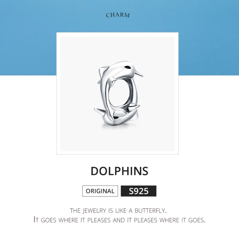 (Bild für) Silberner Delfin-Spacer-Charm im Pandora-Stil - BSC296 - Ansicht 6