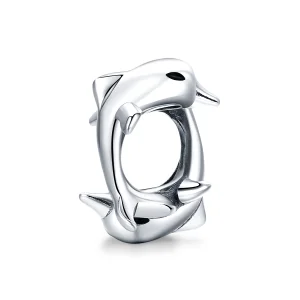 (Bild für) Silberner Delfin-Spacer-Charm im Pandora-Stil - BSC296