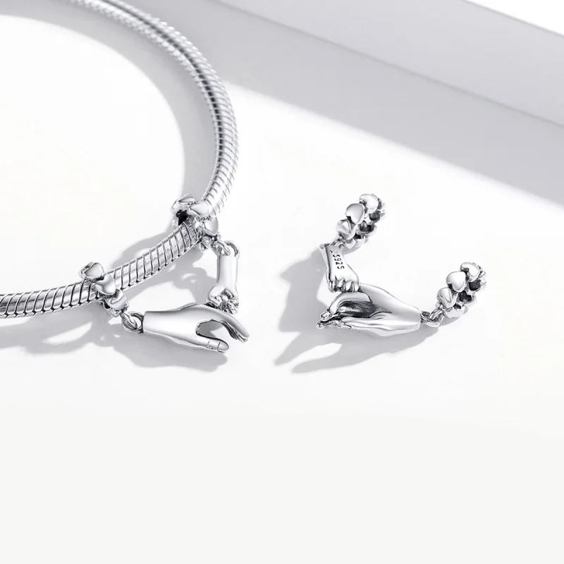 (Bild für) Silberner Hand-in-Hand-Abstandshalter-Charm im Pandora-Stil - SCC1700 - Ansicht 4