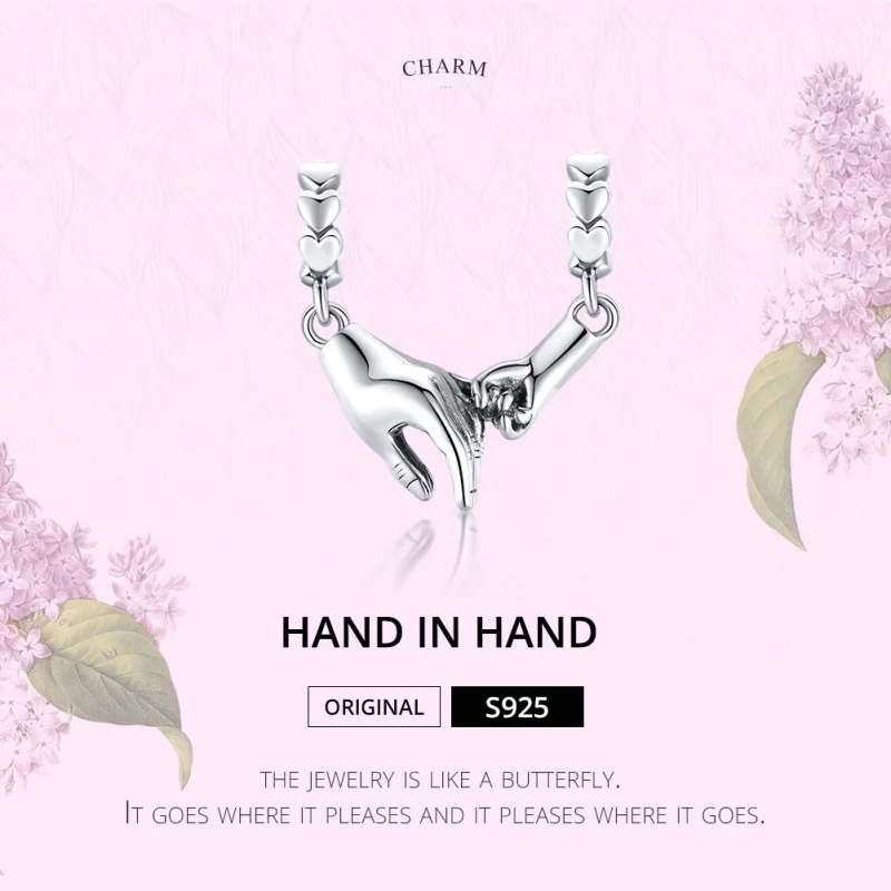 (Bild für) Silberner Hand-in-Hand-Abstandshalter-Charm im Pandora-Stil - SCC1700 - Ansicht 6