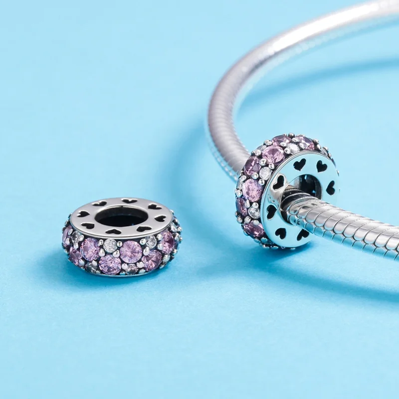 (Bild für) Silberner Herz-Abstandshalter-Charm im Pandora-Stil - SCC635 - Ansicht 6