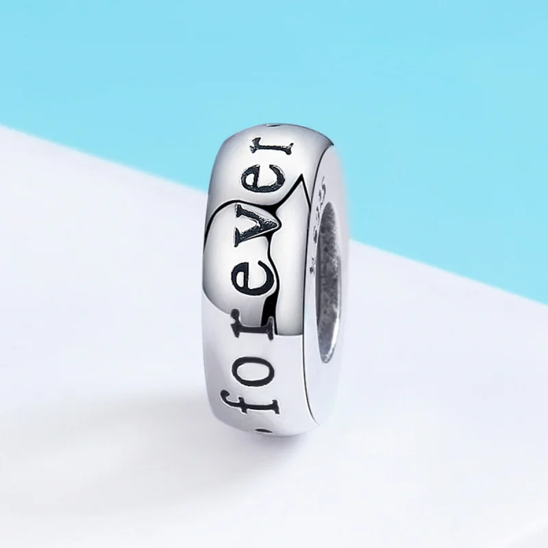 (Bild für) Silberner „Love You Forever“-Spacer-Charm im Pandora-Stil - SCC595 - Ansicht 3
