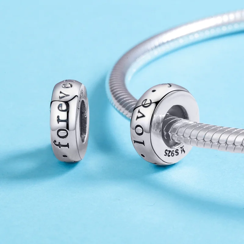 (Bild für) Silberner „Love You Forever“-Spacer-Charm im Pandora-Stil - SCC595 - Ansicht 5