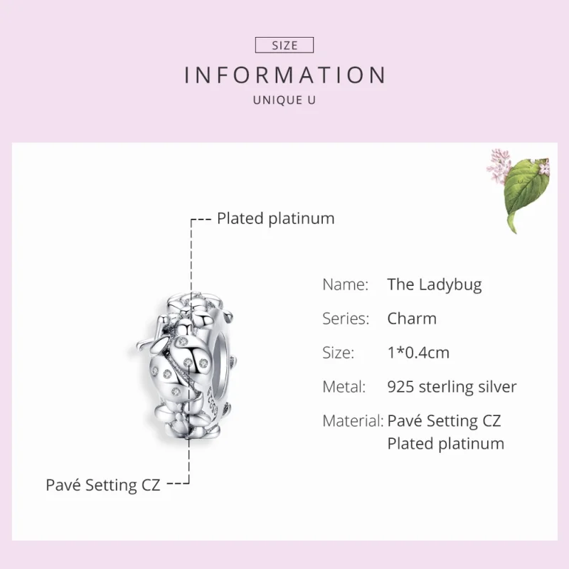 (Bild für) Silberner Marienkäfer-Spacer-Charm im Pandora-Stil - BSC112 - Ansicht 6