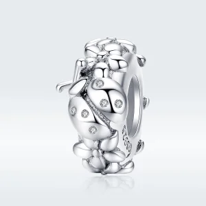 (Bild für) Silberner Marienkäfer-Spacer-Charm im Pandora-Stil - BSC112