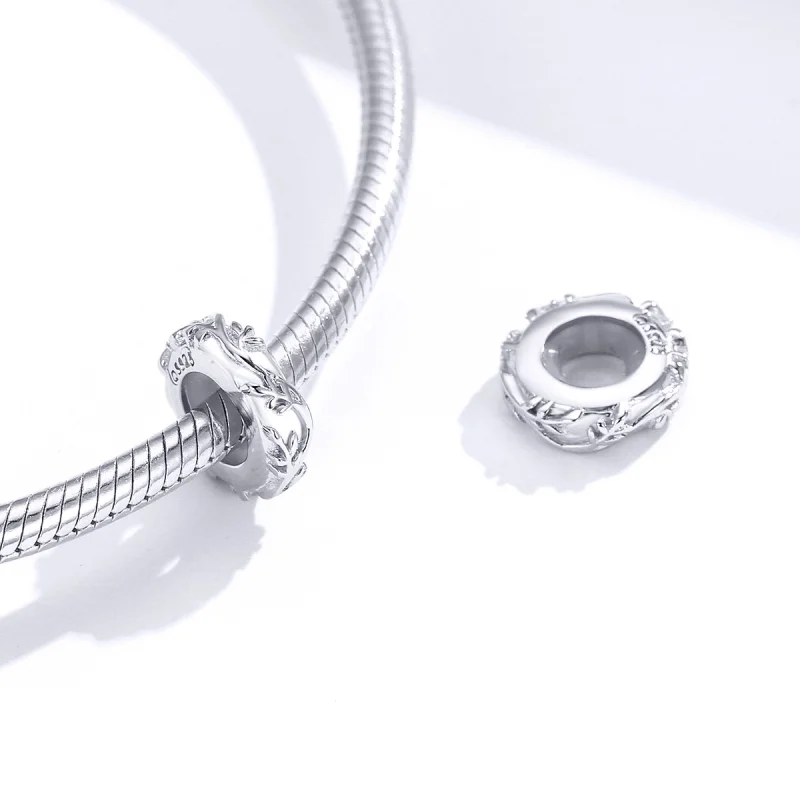 (Bild für) Silberner Rankenblatt-Abstandshalter-Charm im Pandora-Stil - BSC142 - Ansicht 4