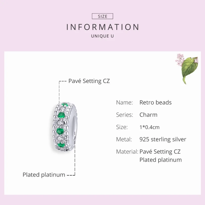 (Bild für) Silberner Retro-Spacer-Charm im Pandora-Stil - BSC185 - Ansicht 7