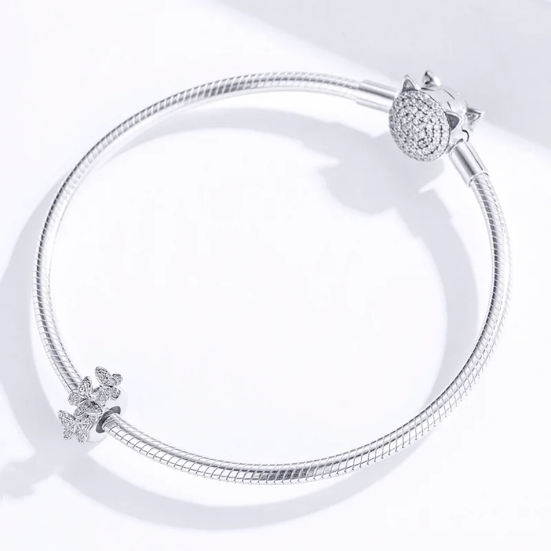 (Bild für) Silberner Schmetterlings-Abstandshalter-Charm im Pandora-Stil - BSC120 - Ansicht 3