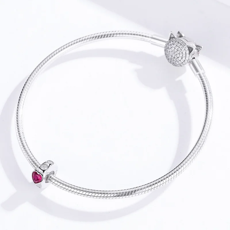 (Bild für) Silberner Spacer-Charm „Bright Love“ im Pandora-Stil - BSC123 - Ansicht 4