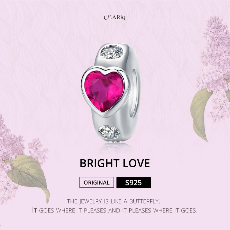 (Bild für) Silberner Spacer-Charm „Bright Love“ im Pandora-Stil - BSC123 - Ansicht 5
