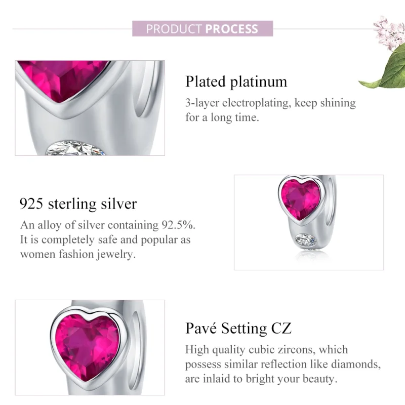 (Bild für) Silberner Spacer-Charm „Bright Love“ im Pandora-Stil - BSC123 - Ansicht 7
