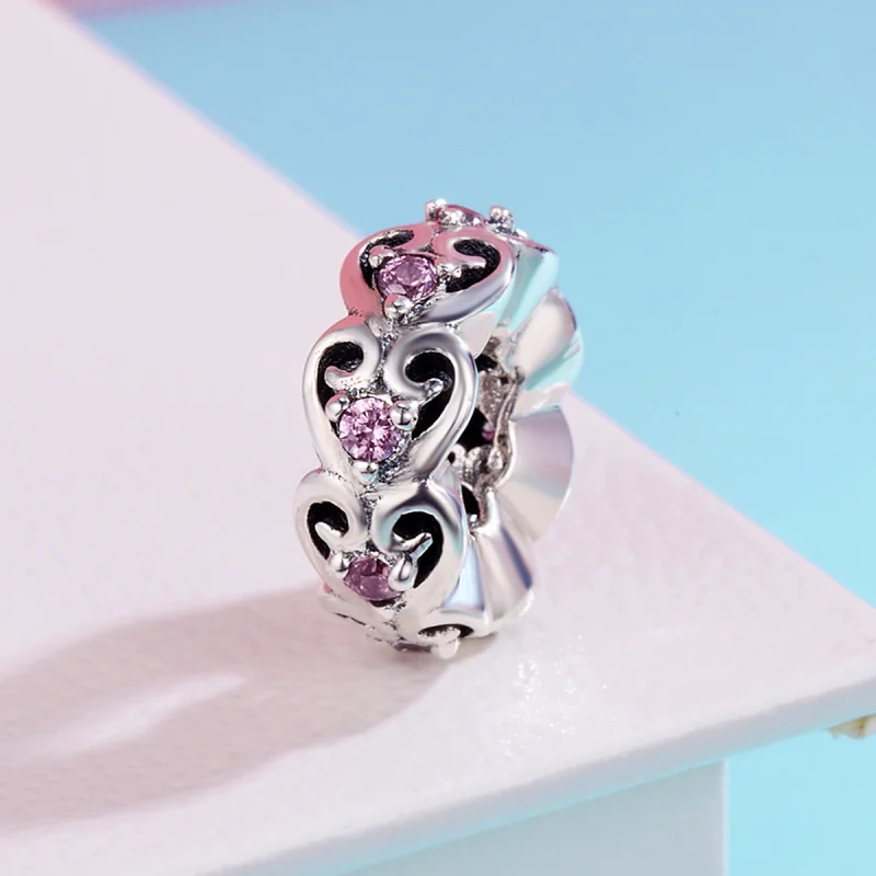 (Bild für) Silberner Spacer-Charm in Herzform im Pandora-Stil - SCC339 - Ansicht 3
