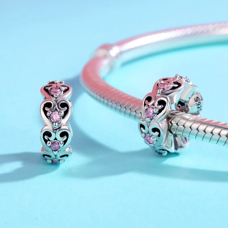 (Bild für) Silberner Spacer-Charm in Herzform im Pandora-Stil - SCC339 - Ansicht 4