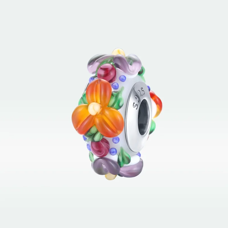 (Bild für) Silberner Spacer-Charm mit bunten Blumen im Pandora-Stil - SCC1720 - Ansicht 5