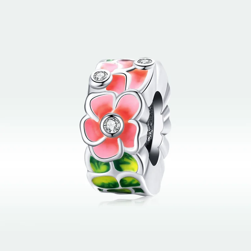 (Bild für) Silberner Spacer-Charm mit bunten Blumen im Pandora-Stil - SCC1727 - Ansicht 5