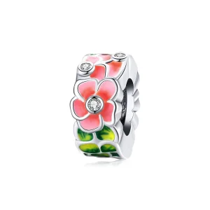 (Bild für) Silberner Spacer-Charm mit bunten Blumen im Pandora-Stil - SCC1727
