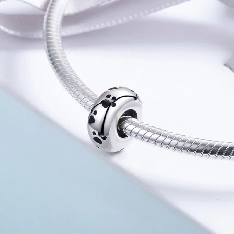 (Bild für) Silberner Spacer-Charm mit Haustierabdruck im Pandora-Stil - SCC594 - Ansicht 4