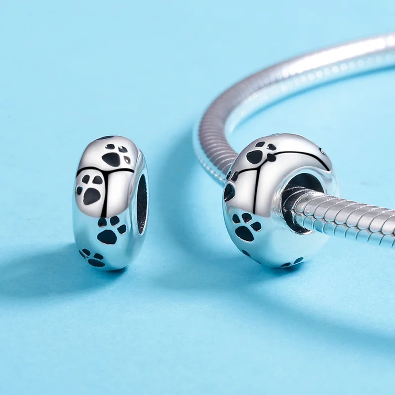 (Bild für) Silberner Spacer-Charm mit Haustierabdruck im Pandora-Stil - SCC594 - Ansicht 5