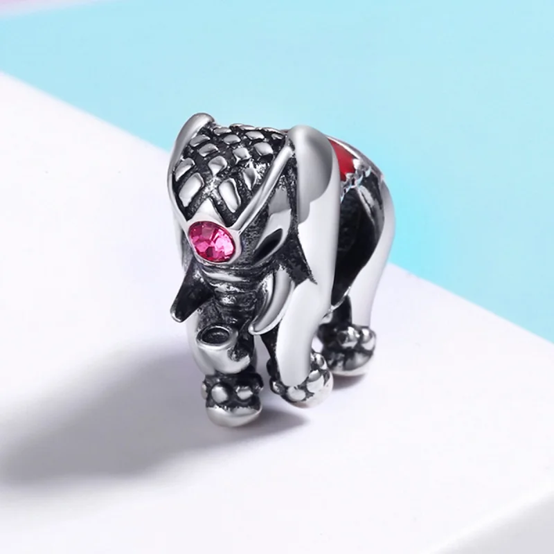 (Bild für) Silberner Spacer-Charm mit süßem Elefantenbaby im Pandora-Stil - SCC321 - Ansicht 3