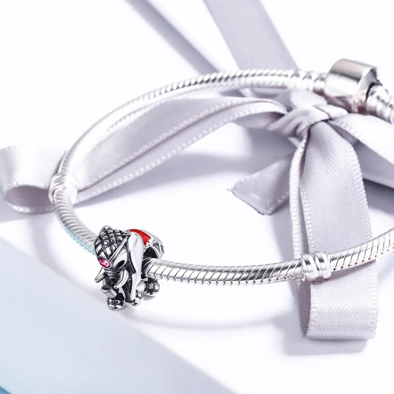 (Bild für) Silberner Spacer-Charm mit süßem Elefantenbaby im Pandora-Stil - SCC321 - Ansicht 4