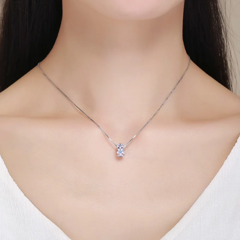 (Bild für) Silberner Spacer-Charm mit violetten Blumen im Pandora-Stil - SCC601 - Ansicht 6
