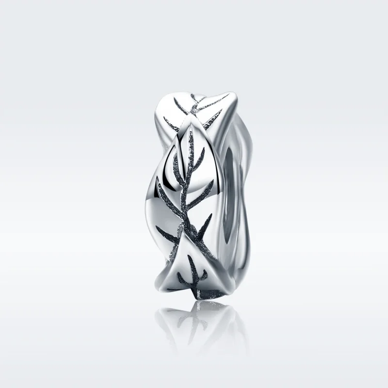 (Bild für) Silberner Spacer-Charm mit weißen Blättern im Pandora-Stil - SCC597 - Ansicht 2