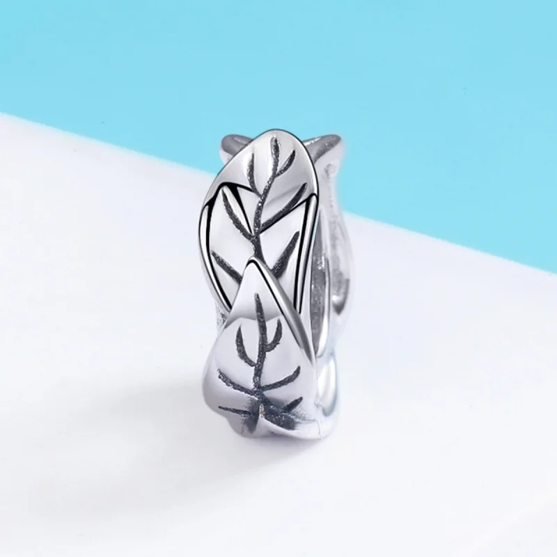 (Bild für) Silberner Spacer-Charm mit weißen Blättern im Pandora-Stil - SCC597 - Ansicht 3