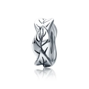 (Bild für) Silberner Spacer-Charm mit weißen Blättern im Pandora-Stil - SCC597